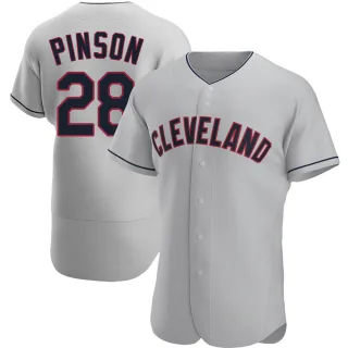 Authentic Men's Vada Pinson Cleveland Guardians Road Jersey - Gray