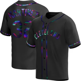 Replica Men's Dennis Martinez Cleveland Guardians Alternate Jersey - Black Holographic