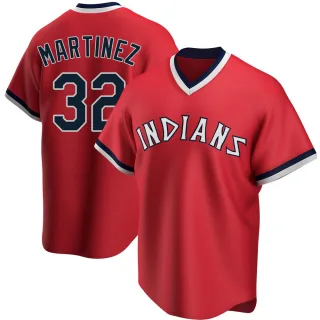 Replica Men's Dennis Martinez Cleveland Guardians Road Cooperstown Collection Jersey - Red