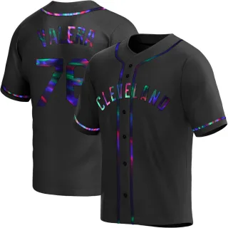 Replica Men's George Valera Cleveland Guardians Alternate Jersey - Black Holographic