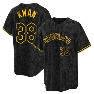 Replica Men's Steven Kwan Cleveland Guardians Snake Skin City Jersey - Black