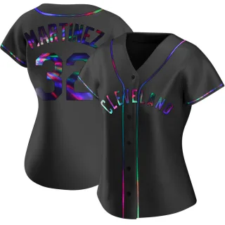 Replica Women's Dennis Martinez Cleveland Guardians Alternate Jersey - Black Holographic