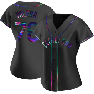 Replica Women's George Valera Cleveland Guardians Alternate Jersey - Black Holographic