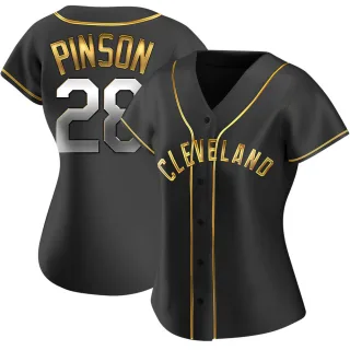 Replica Women's Vada Pinson Cleveland Guardians Alternate Jersey - Black Golden